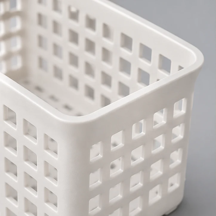 Grid Mini Basket, Mist white — material and construction detail