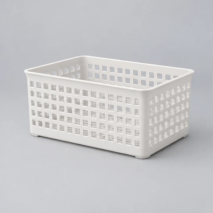 Grid Mini Basket, Mist white — full product view
