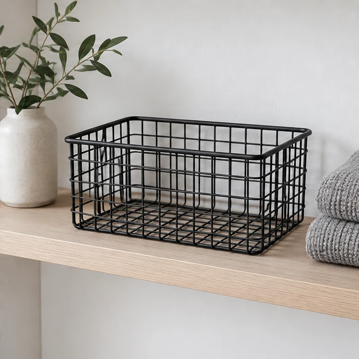 Mesh Utility Basket, Black — home setting
