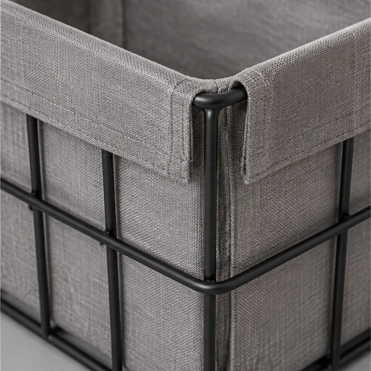 Frame Storage Basket, Gray — material and construction detail