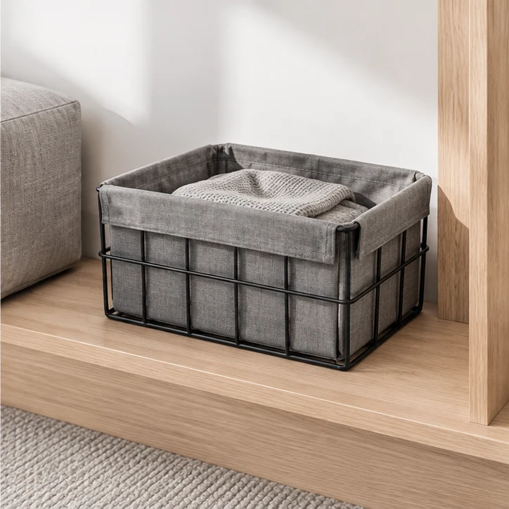 Frame Storage Basket, Gray — home setting