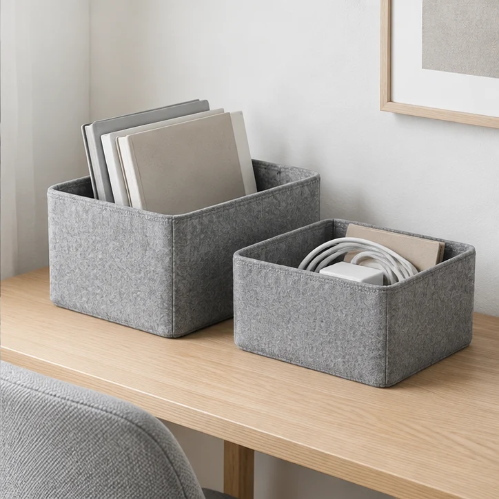 Nested Desk Duo, Gray — home setting