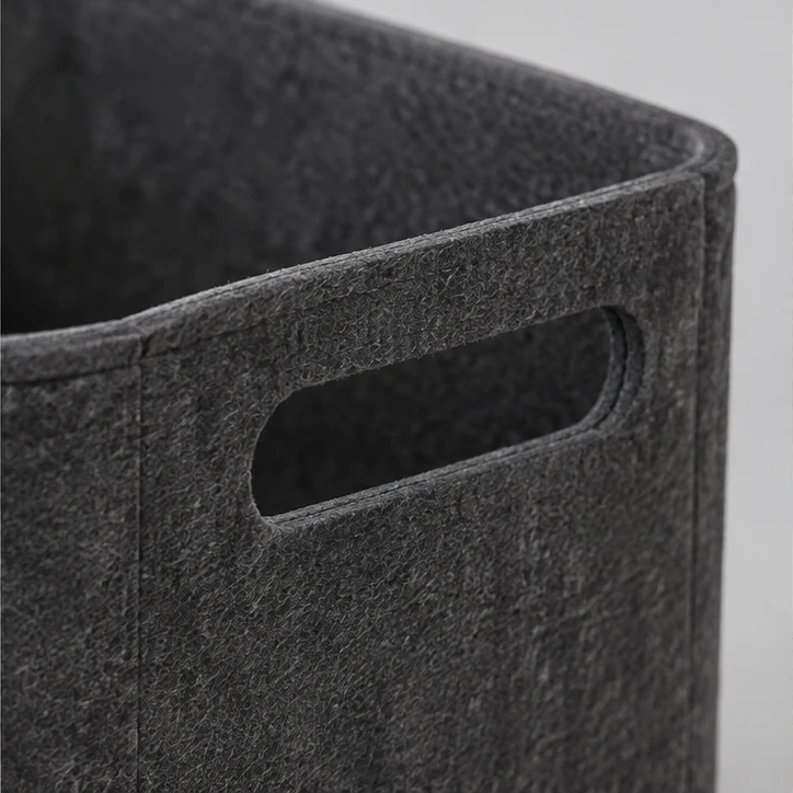 Felt Carry Basket, Charcoal — material and construction detail