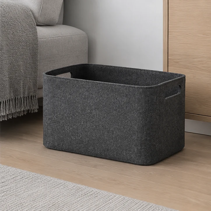 Felt Carry Basket, Charcoal — home setting