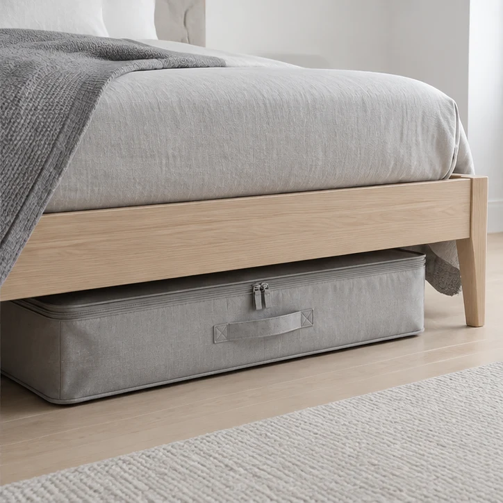 Underbed Zip Basket, Mist gray — home setting