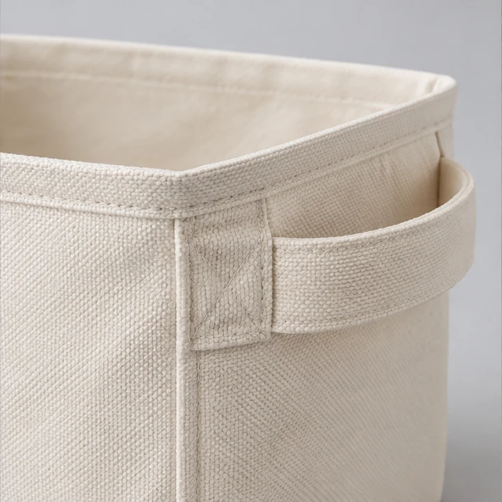 Closet Basket Trio, Ivory — material and construction detail