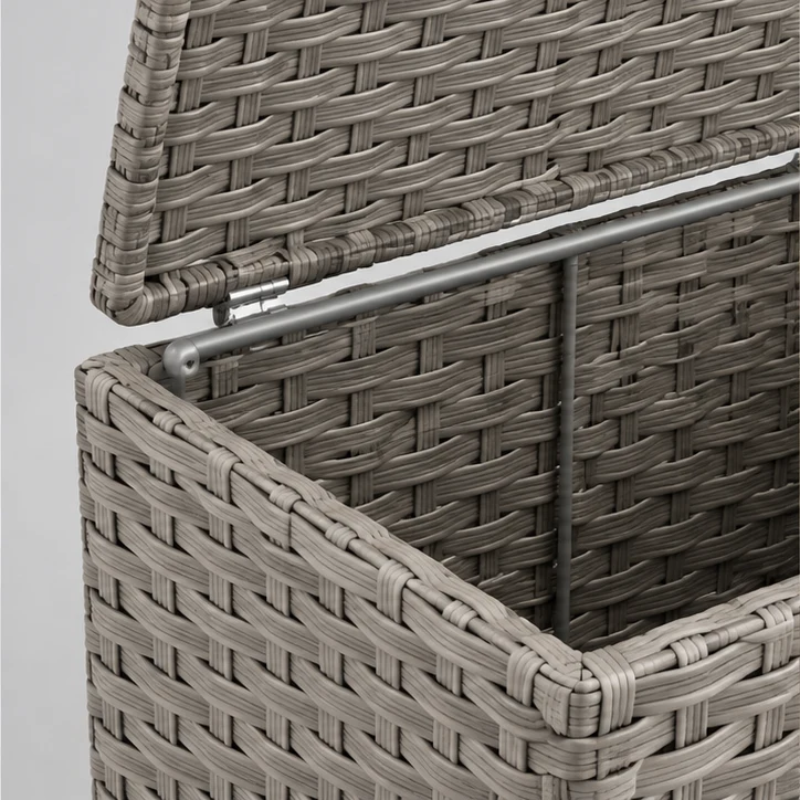 Tall Woven Hamper, Stone gray — material and construction detail
